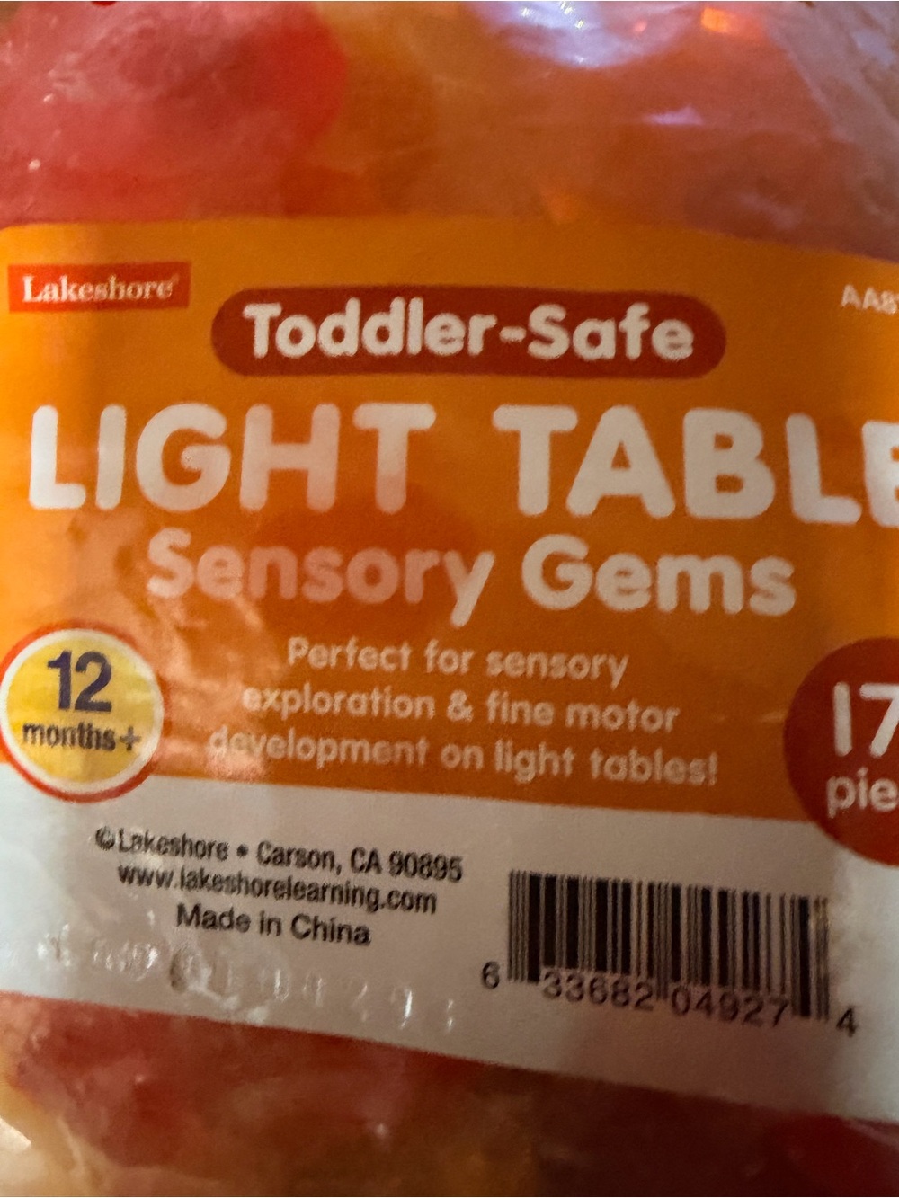 Lakeshore Toddler-Safe Light Table Sensory Gems - Orange/Red